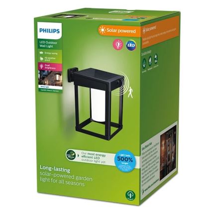 Philips - LED Applique solare con sensore di movimento e crepuscolare CAMILL LED/1,4W/3,7V 2000 mAh IP44