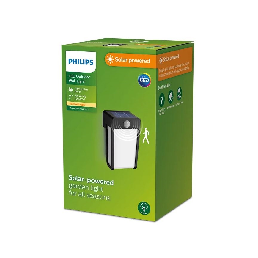 Philips - Applique a LED solare con sensore SHROUD LED/2,3W/3,7V 600 mAh IP44