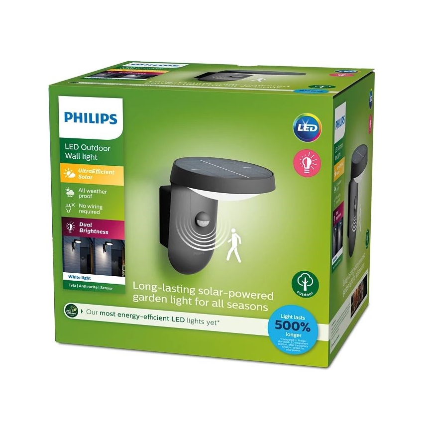 Philips - LED Applique solare con sensore di movimento e crepuscolare LED/1,2W/4V 1800 mAh 3000K IP44
