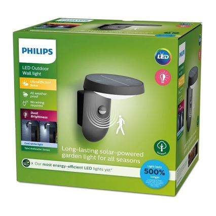 Philips - Applique a LED solare con sensore LED/1,2W/4V 1800 mAh 4000K IP44