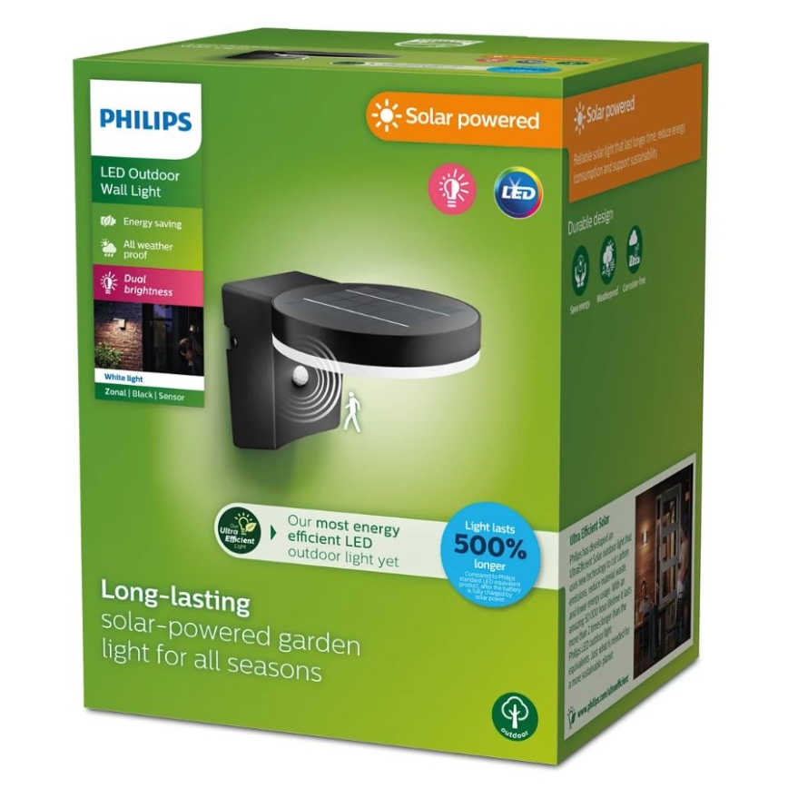 Philips - Applique a LED solare con sensore ZONAL LED/1,3W/3,7V IP44