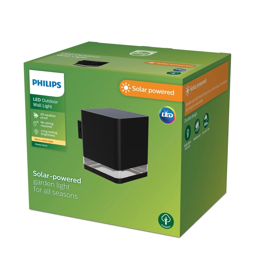 Philips - Applique a LED solare VIRONA LED/1,8W/3,7V 2600 mAh 2700K IP44