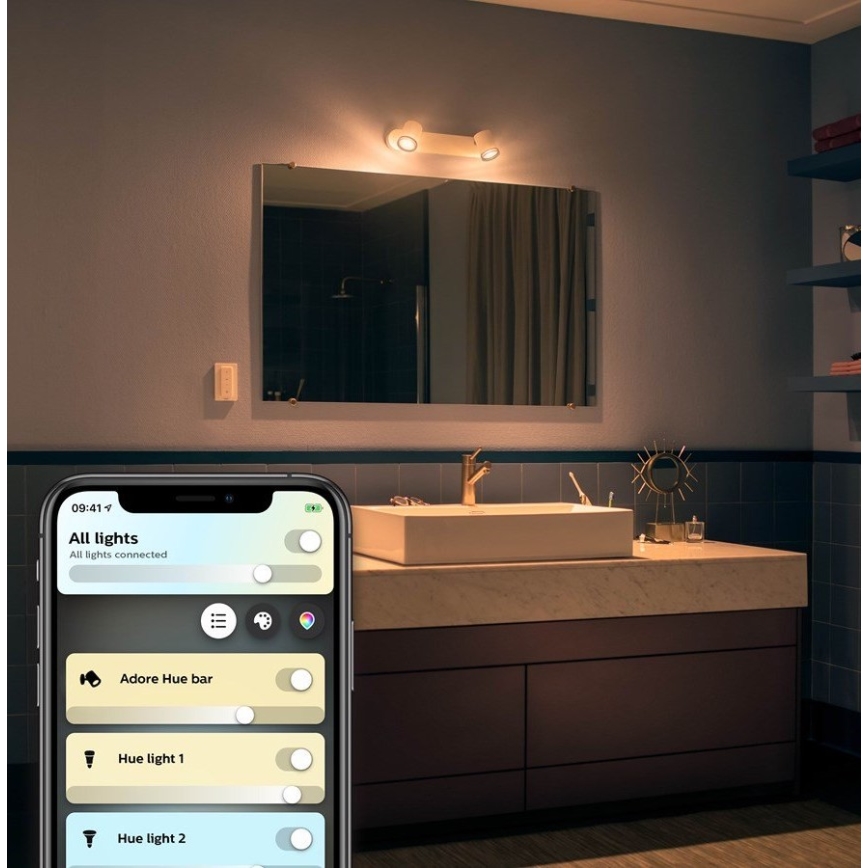 Philips - Applique LED da bagno dimmerabile Hue ADORE 2xGU10/5W/230V IP44