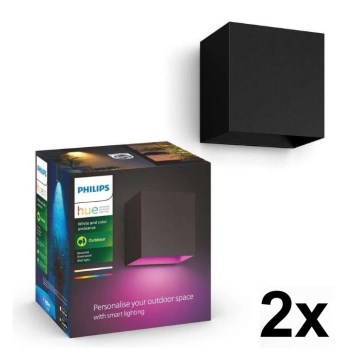 Philips - Confezione da 2 applique da esterno dimmerabili LED RGBW Hue RESONATE LED/8W/230V 2000-6500K IP44