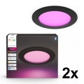 Philips - Confezione da 2 faretti LED RGBW dimmerabili da incasso per bagno Hue SLIM LED/12W/230V 2000-6500K nero IP44