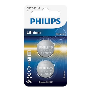Philips CR2032P2/01B - 2 pezzi Batteria a bottone al litio CR2032 MINICELLS 3V 240mAh