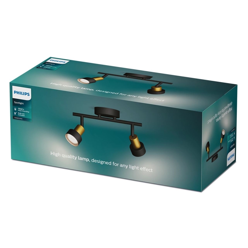 Philips - Faretto CONDUIT 2xGU10/5W/230V nero/ottone