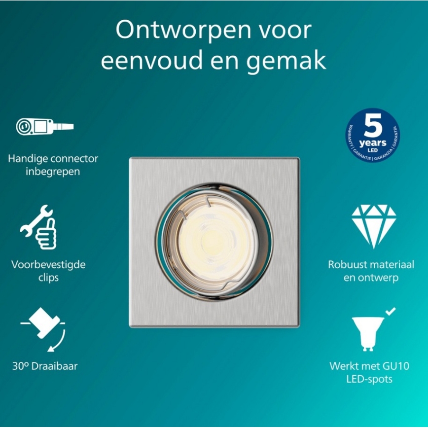 Philips - Faretto da incasso PERIDOT 1xGU10/7W/230V argento