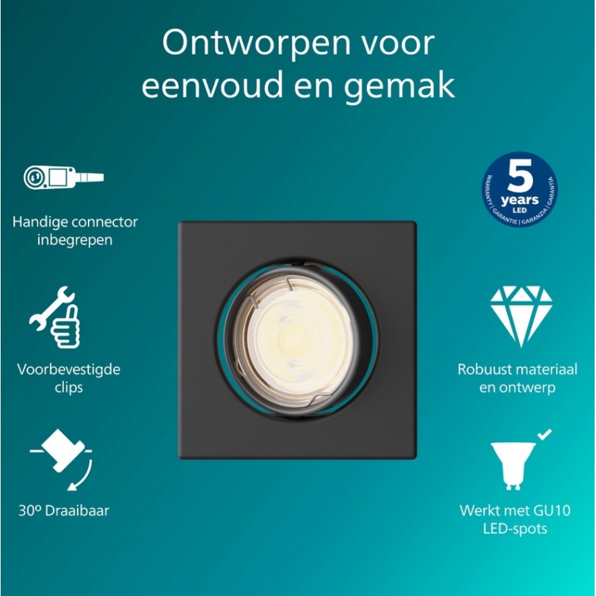 Philips - Faretto da incasso PERIDOT 1xGU10/7W/230V nero