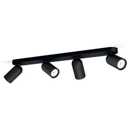 Philips - Faretto LED RGBW dimmerabile PONGEE 4xGU10/4,8W/230V 3000K nero + telecomando