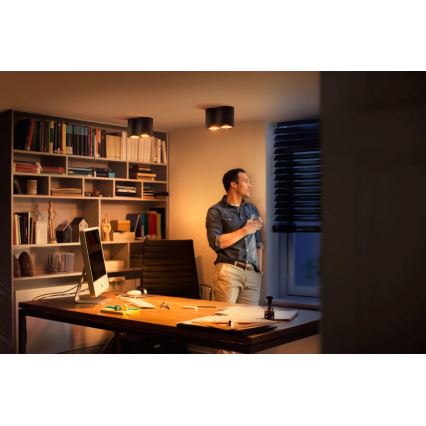 Philips - Faretto LED dimmerabile Hue PILLAR 2xGU10/4,2W/230V 2200-6500K + telecomando nero