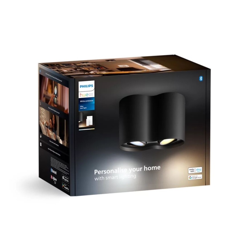 Philips - Faretto LED dimmerabile Hue PILLAR 2xGU10/4,2W/230V 2200-6500K + telecomando nero