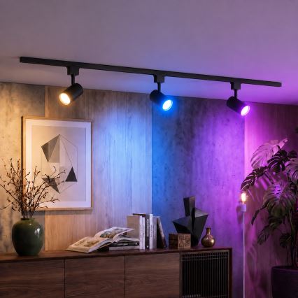Philips - Faretto LED RGBW dimmerabile per sistema a binario EASYLINK HUE 3xGU10/4,7W/230V 2200-6500K 1m nero