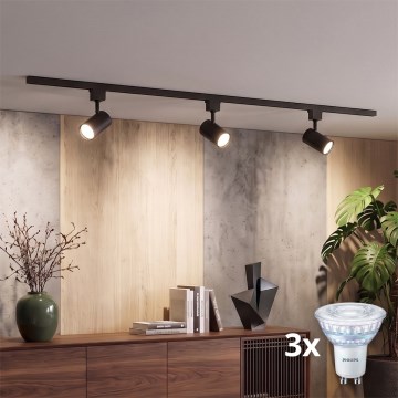Philips - Faretto LED dimmerabile per sistema a binario EASYLINK 3x GU10/7W/230V 1 m nero