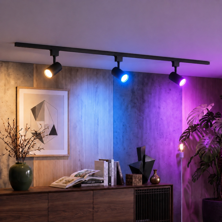 Philips - Faretto LED RGBW dimmerabile per sistema a binario EASYLINK HUE 3xGU10/4,7W/230V 2200-6500K 1m nero + Hue bridge