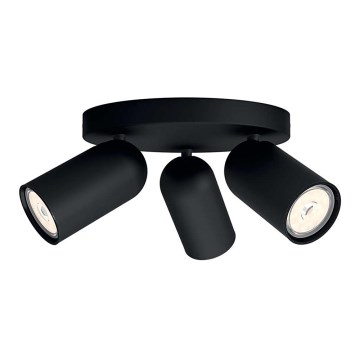 Philips - Faretto LED RGBW dimmerabile PONGEE 3xGU10/4,8W/230V 3000K nero + telecomando