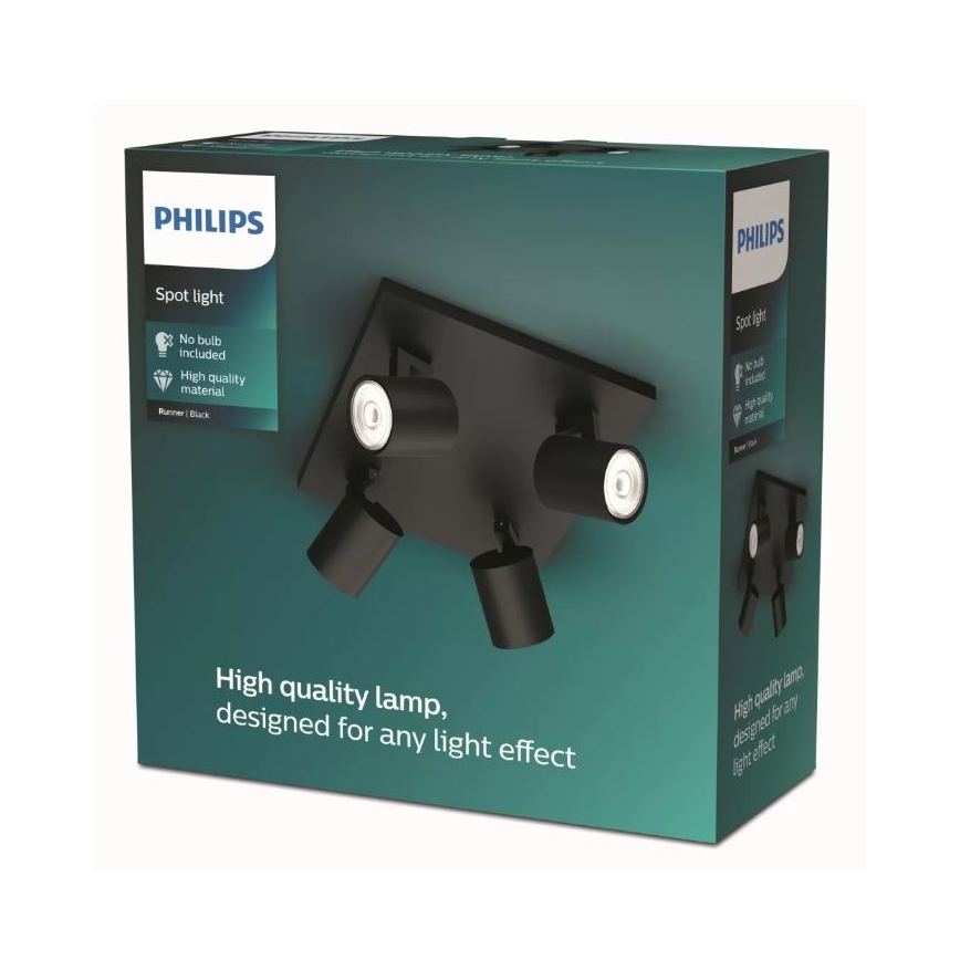 Philips - Faretto LED RGBW dimmerabile RUNNER 4xGU10/6,5W/230V 2700-6500K nero