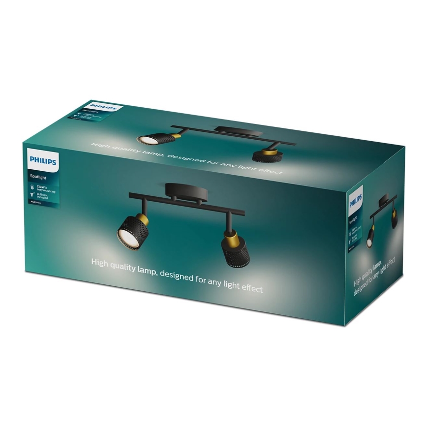 Philips - Faretto NIALL 2xGU10/5W/230V nero/ottone