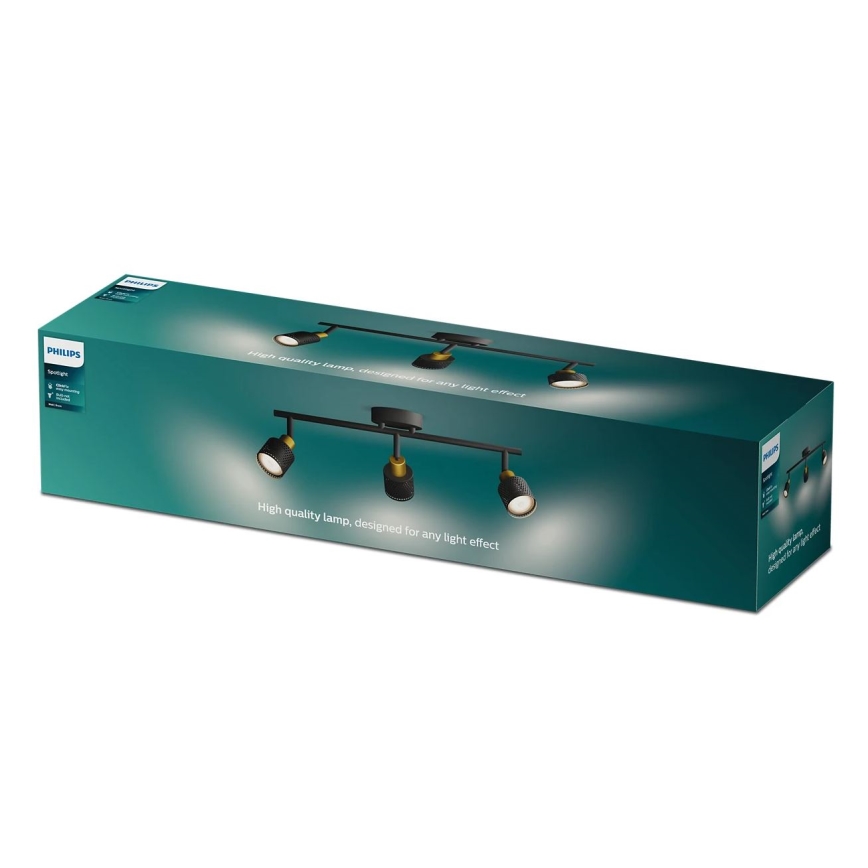 Philips - Faretto NIALL 3xGU10/5W/230V nero/ottone