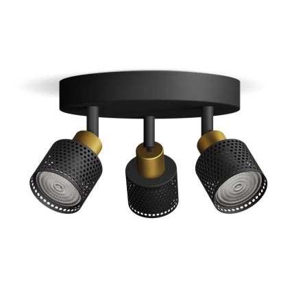 Philips - Faretto NIALL 3xGU10/5W/230V nero/ottone
