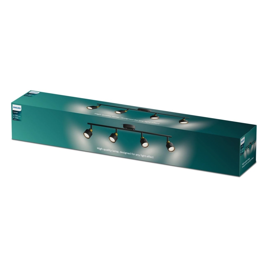 Philips - Faretto NIALL 4xGU10/5W/230V nero/ottone