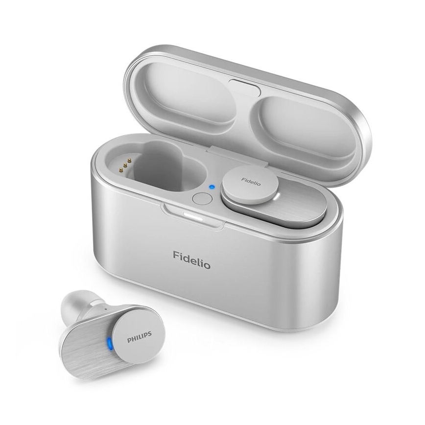 Philips Fidelio T1WT/00 - Cuffie wireless IPX4 2x 60 mAh + 650 mAh argento