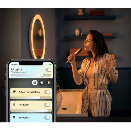 Philips - Specchio da bagno dimmerabile LED Hue ADORE LED/27W/230V + telecomando IP44