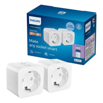 Philips - Kit 2x prese smart SCHUKO 2300W Wi-Fi