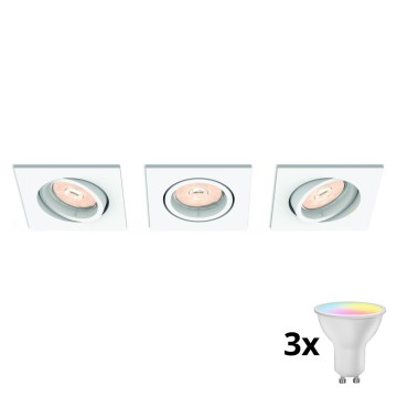 Philips - KIT 3x faretti LED RGBW dimmerabili da incasso 1xGU10/4,8W/230V bianco + telecomando