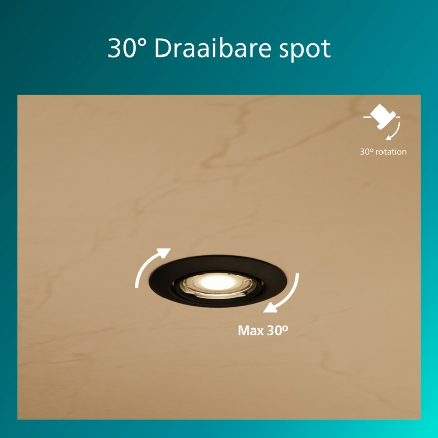 Philips - Lampada da incasso PERIDOT 1xGU10/7W/230V nera