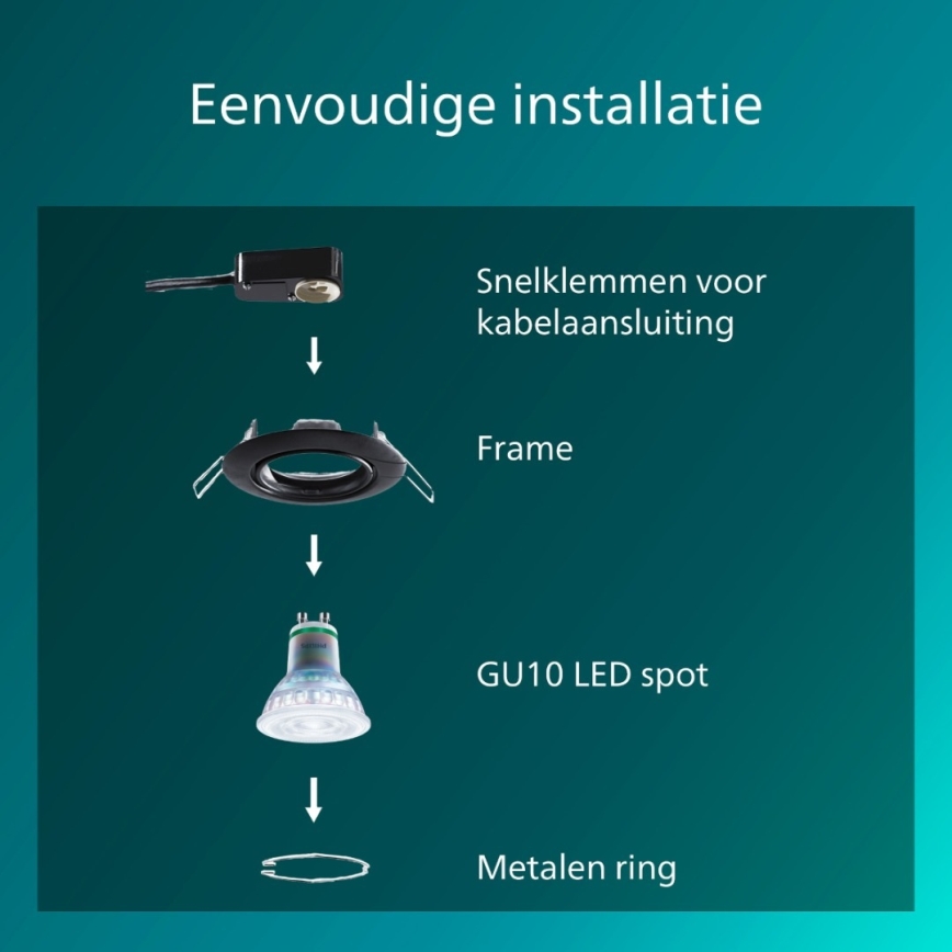 Philips - Lampada da incasso PERIDOT 1xGU10/7W/230V nera