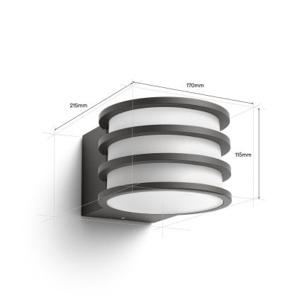 Philips - Applique da esterno dimmerabile LED RGB Hue LUCCA 1xE27/8,1W/230V 1000-20000K IP44