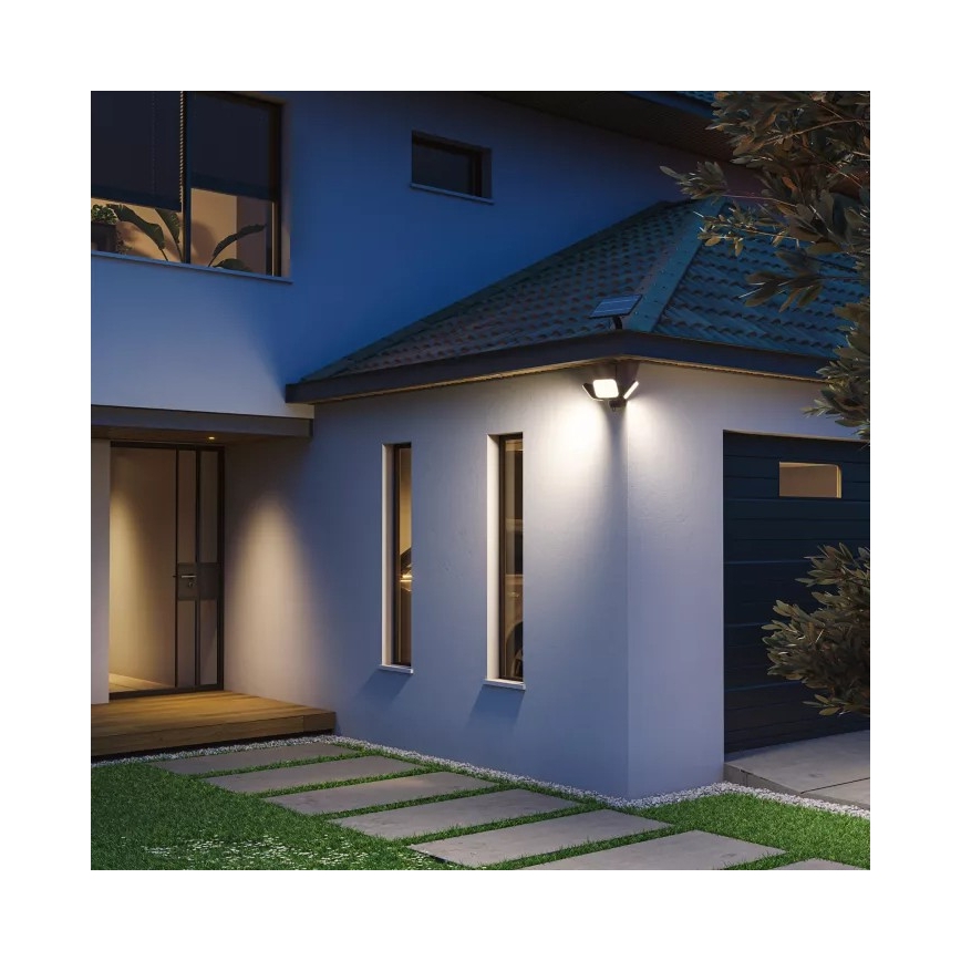 Philips - Lampada da parete solare LED con sensore ZYREN LED/24,5W/3,7V 2600 mAh 5000K IP65 nero
