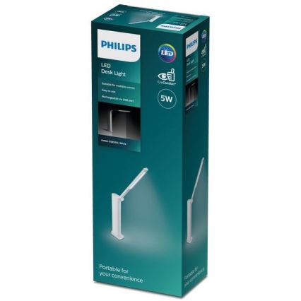 Philips - Lampada da tavolo LED dimmerabile con funzione Touch AMBER LED/5W/5V 1800 mAh bianco