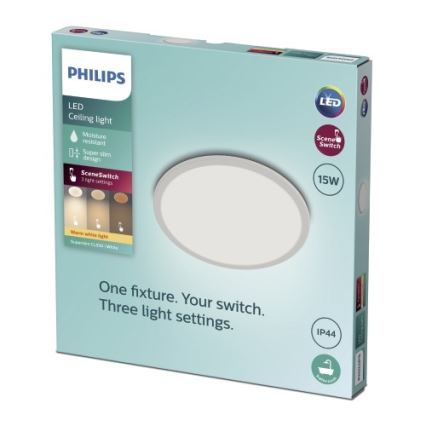 Philips - Plafoniera LED da bagno dimmerabile SCENE SWITCH LED/15W/230V IP44 2700K