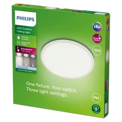 Philips - Lampada LED dimmerabile da esterno SUPERSLIM SCENE SWITCH LED/15W/230V IP54 bianco