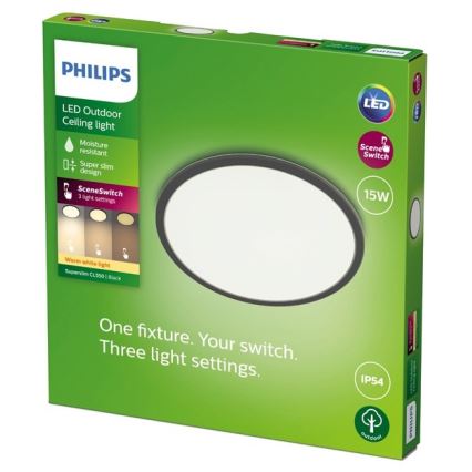 Philips - Lampada LED dimmerabile da esterno SUPERSLIM SCENE SWITCH LED/15W/230V IP54 nero