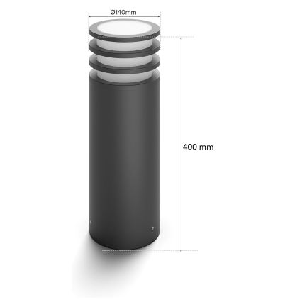 Philips - Lampada da esterno LED RGB dimmerabile Hue LUCCA 1xE27/8,1W/230V 40 cm 1000-20000K IP44