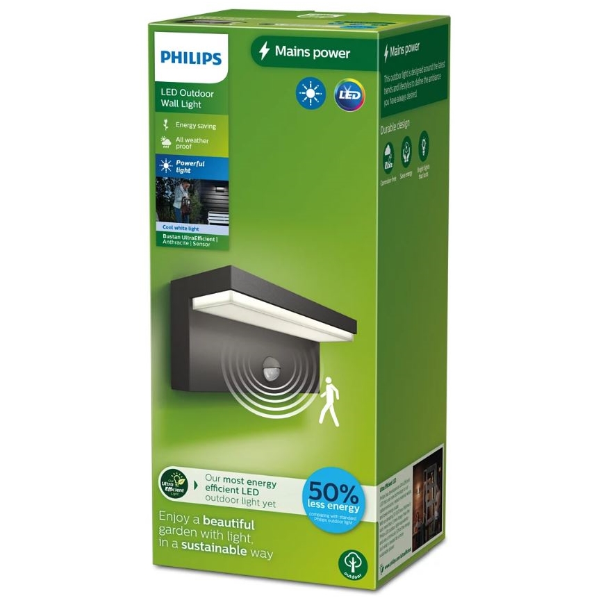 Philips - LED Applique da esterno con sensore BUSTAN LED/3,8W/230V 4000K IP44