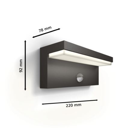 Philips - LED Applique da esterno con sensore BUSTAN LED/3,8W/230V 4000K IP44