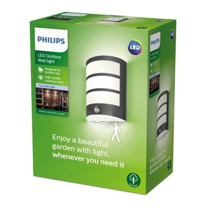 Philips-LED Applique da esterno con sensore LED/6W/230V 4000K IP44