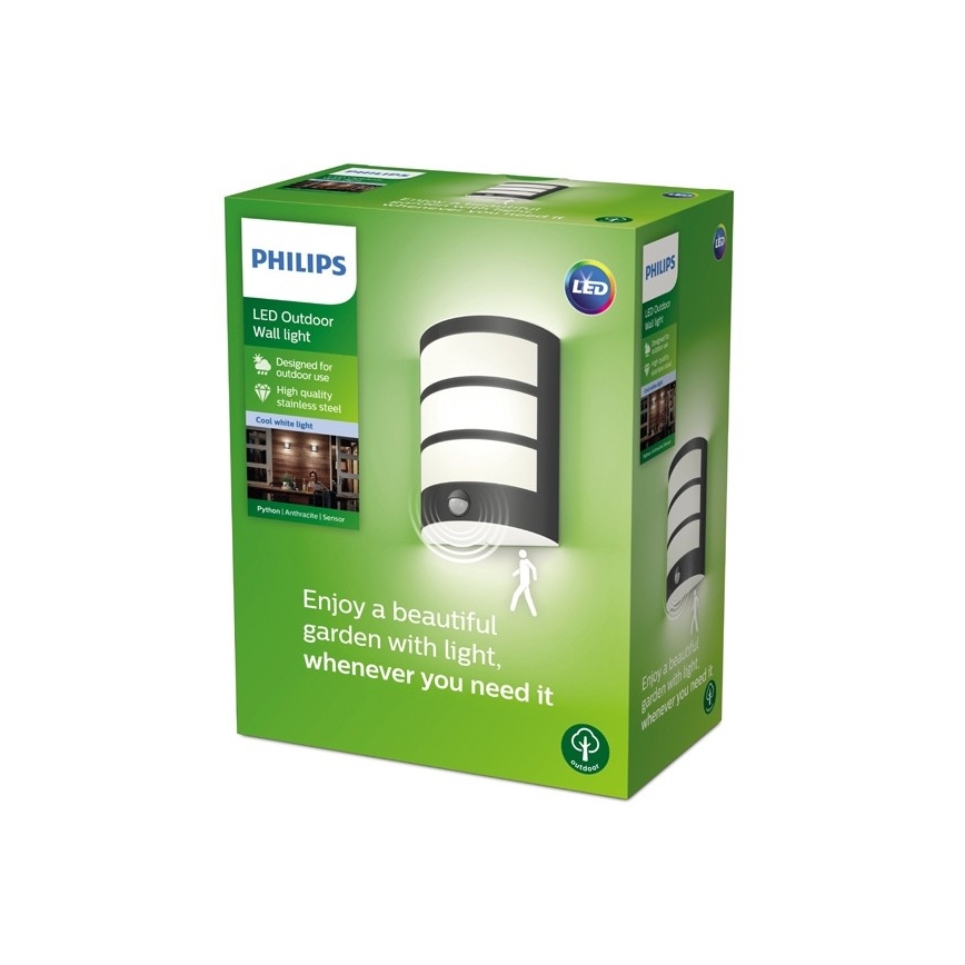 Philips-LED Applique da esterno con sensore LED/6W/230V 4000K IP44