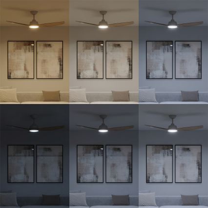 Philips - Ventilatore da soffitto LED dimmerabile OLAS LED/24W/230V diam. 132 cm bianco/marrone + telecomando