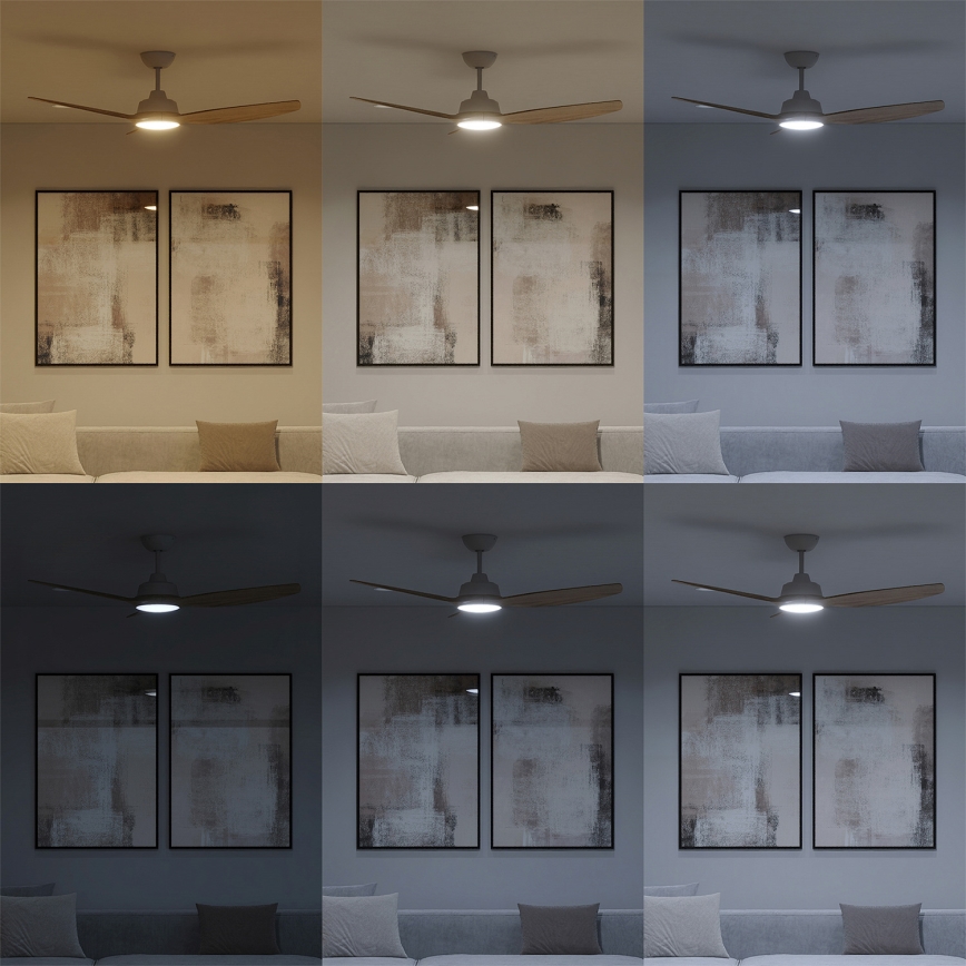 Philips - Ventilatore da soffitto LED dimmerabile OLAS LED/24W/230V diam. 132 cm bianco/marrone + telecomando