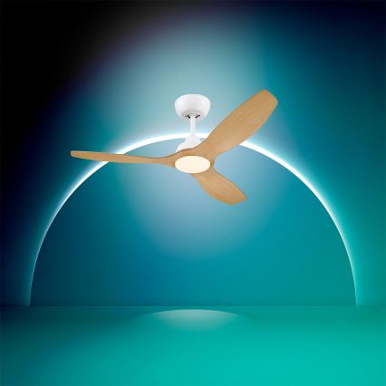 Philips - Ventilatore da soffitto LED dimmerabile OLAS LED/24W/230V diam. 132 cm bianco/marrone + telecomando
