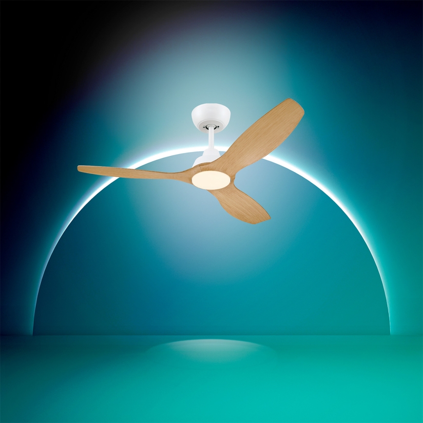 Philips - Ventilatore da soffitto LED dimmerabile OLAS LED/24W/230V diam. 132 cm bianco/marrone + telecomando