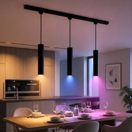 Philips - Lampada a sospensione LED RGBW dimmerabile con cavo per sistema a binario EASYLINK HUE 3x GU10/4,7W/230V 2200-6500K 1 m nero + Hue Bridge