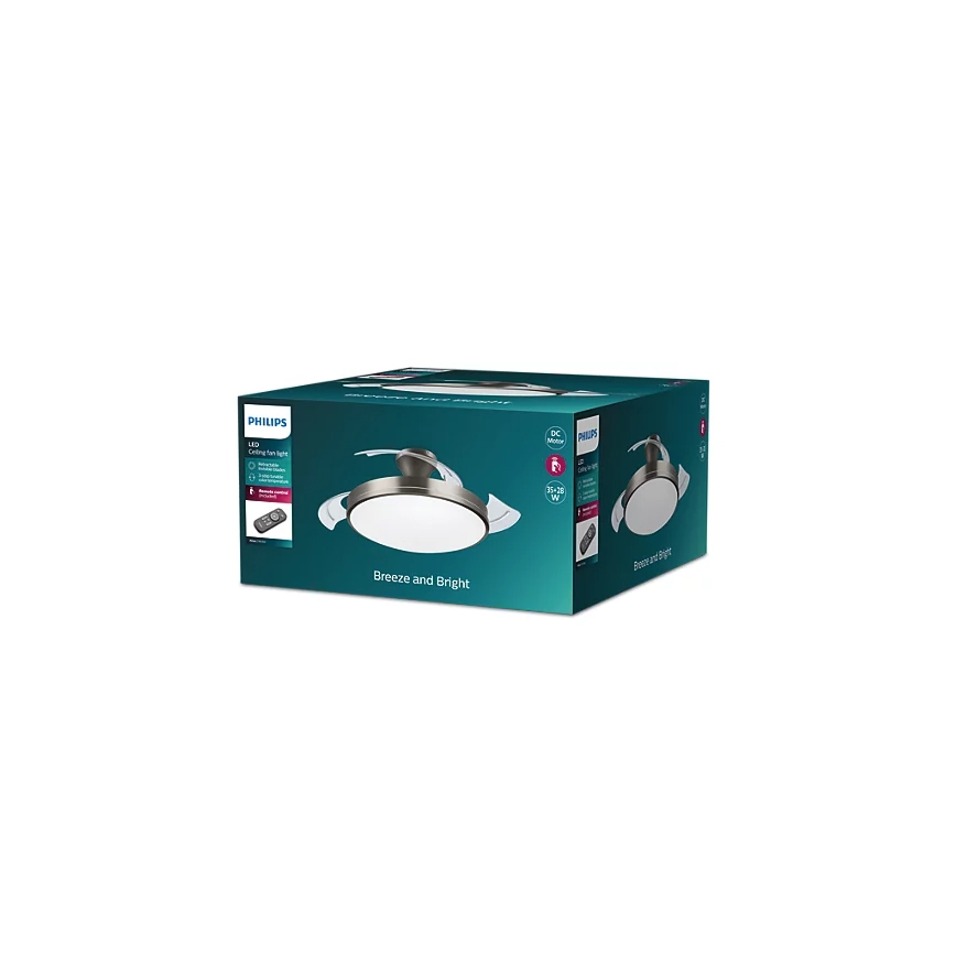 Philips - Plafoniera LED con ventilatore BLISS LED/35W/230V 5500/4000/2700K nichel + telecomando