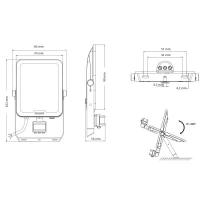 Philips - Faro LED con sensore di movimento e sensore crepuscolare LEDINAIRE ALL-IN LED/10W/230V 3000/4000/6500K IP65