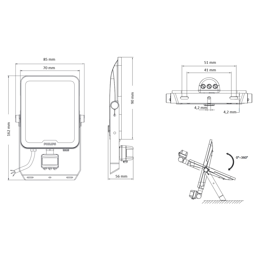 Philips - Faro LED con sensore di movimento e sensore crepuscolare LEDINAIRE ALL-IN LED/10W/230V 3000/4000/6500K IP65